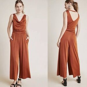 Maeve Anthropologie Enchantment Jumpsuit Rust Women's XXS Glam Boho Wide Leg